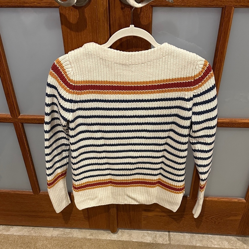 Faherty Cream and Navy Striped Sweater - Picture 4 of 7